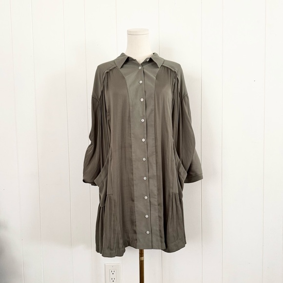 Free People Moonstruck Mini Shirtdress M Green - Picture 5 of 7